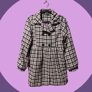 George Ladies L Purple/Grey/Black Plaid Tweed Coat